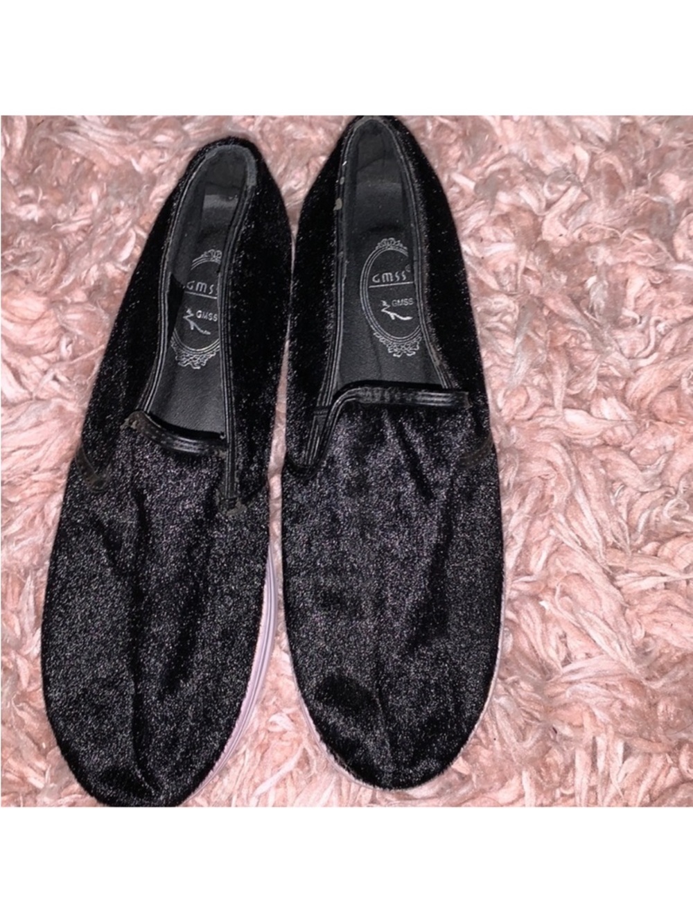 Black Velvet Slip-On Loafers - Unbranded